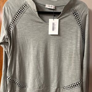 Elegant Sage Top with Lace Accents